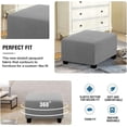 thumbnail image 4 of Large Light gray Square Footstool Cover Stretch Ottoman Cover Plush, Thicker Large Stretch Pouffe Cover Anti-Slip Foot Stool Jacquard Slipcovers With Elastic Bottom, Machine Washable, 4 of 5