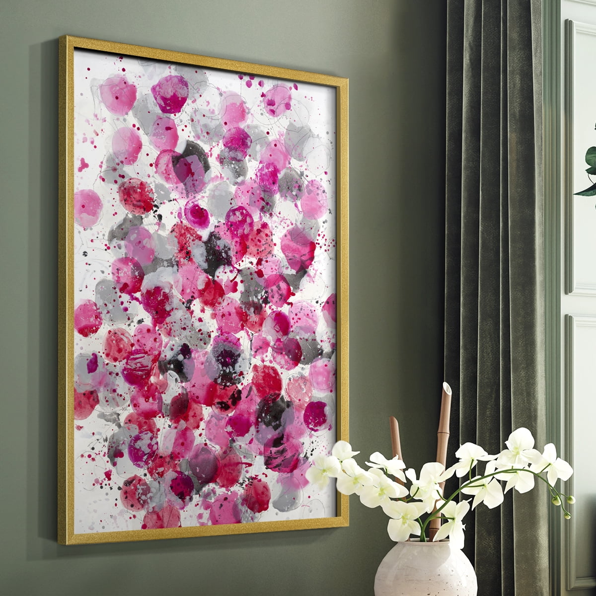 Bouquet Framed Print in Gold Solid Wood Framed Print No Nail Hanging