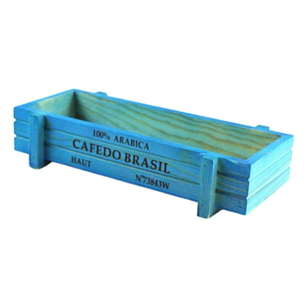 Maceta De Caja Rústica Rectangular Macetas De Para Plantas Ventana De Escritorio Interior azul Macarena Caja de almacenamiento de cajas de madera