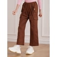 thumbnail image 4 of IEFIEL Girls Casual Jogger Cargo Pants Big Pockets Hip Hop Dance Pants Hiking Climbing Sweatpants,Sizes 6-16 Brown 8, 4 of 7