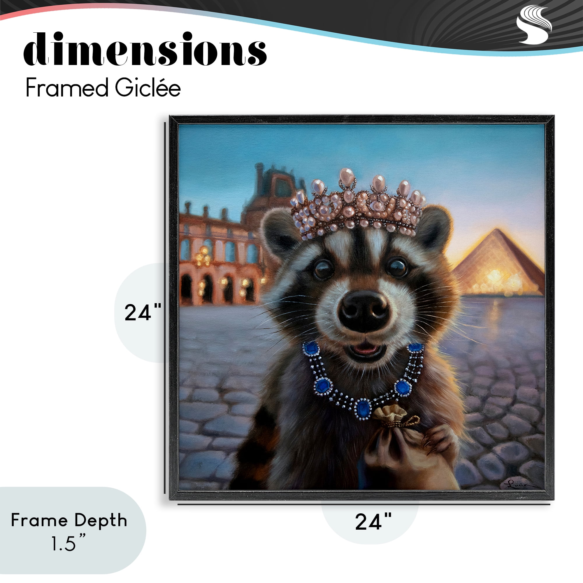 Stupell Industries Louvre Loot Raccoon Black Framed Giclee Art, design by Lucia Heffernan