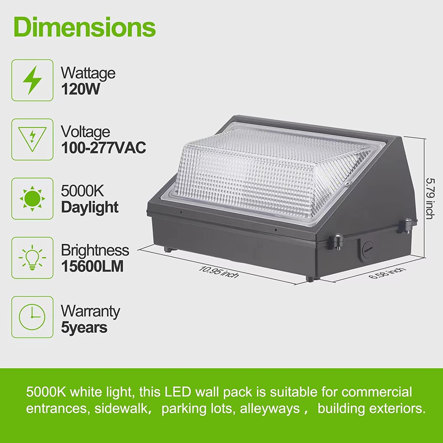 120W LED Wall Pack Light Dusk to Dawn, 15600Lm 5000K Daylight Commercial  Security Lighting,800-1000W MH Equivalent, 100-277V,Outdoor LED Wall Pack  for Parking Lot Doorway House