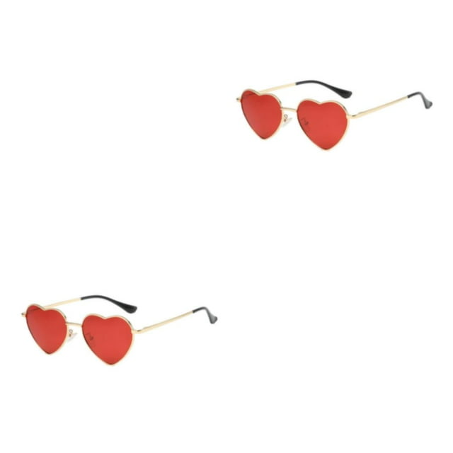 Sonducket Impresionantes gafas de sol en forma de corazón de PVC con lente Tac Accesorio de moda Gafas de sol en forma de corazón rojo rojo 2Conjunto