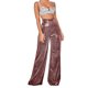 thumbnail image 4 of Pantalones casuales de mujer con lentejuelas brillantes, pierna ancha, cintura alta, pantalones largos rectos para todas las estaciones, rojo S, 4 of 7