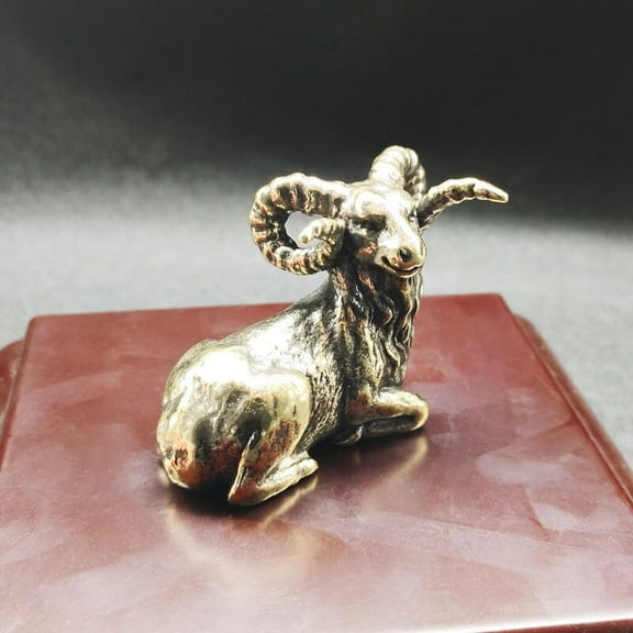 Antique Brass Antelop Statue Small Desktop Toy Ornaments Vintage Goat Figurines