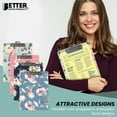 thumbnail image 2 of Fashion Clipboard (4 Pack), Standard A4 Letter Size, 12.5" x 9", Wooden Clipboard, Low Profile Clip with Retractable Hanging Tab, Decorative Clipboard, by Better Office Products (Floral Designs), 2 of 5