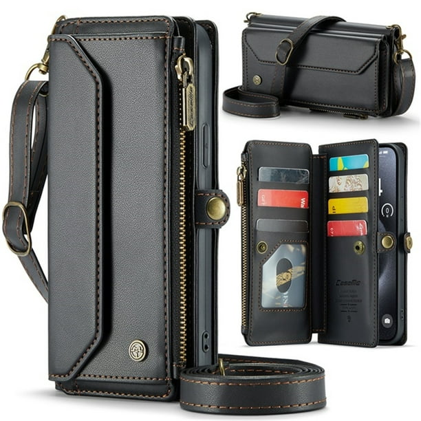 El modelo de utilidad es adecuado para la funda para teléfono móvil 15 con billetera con cremallera y tapa abatible multifunción, carcasa para teléfono móvil.