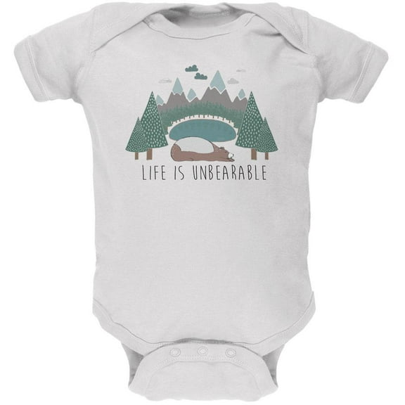 Autumn Life is Unbearable Bear Pun Soft Baby One Piece White 24 Month