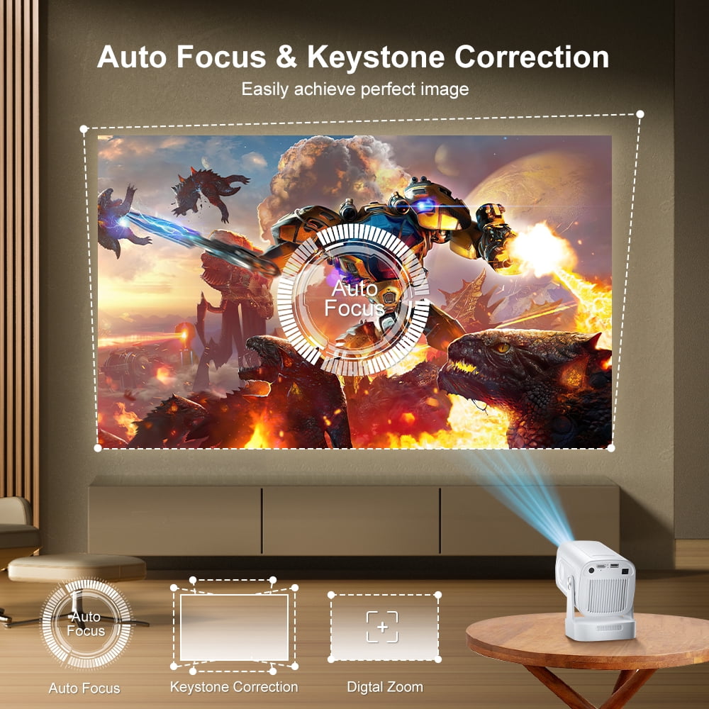 Salange Short Throw 1080p Full HD LCD Multimedia Projector Outdoor Home Theater with WiFi and Bluetooth