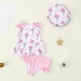 thumbnail image 2 of NIEWTR Toddler Baby Girls 3 Piece Swimsuit Set Short Sleeve Bathing Suit Baby Rash Guard Swimwear With Sun Hat Swimwear Beach Bathing Suit for Summer Vacation 2-3 Years Pink, 2 of 4