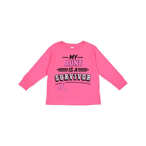 Inktastic My Aunt is a Survivor Breast Cancer Awareness Boys or Girls Long Sleeve Toddler T-Shirt