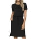 thumbnail image 1 of Moda mujer vestidos verano sólido Casual cuello redondo manga corta bolsillos vacaciones playa Mini vestido Fridja  qw2757, 1 of 9