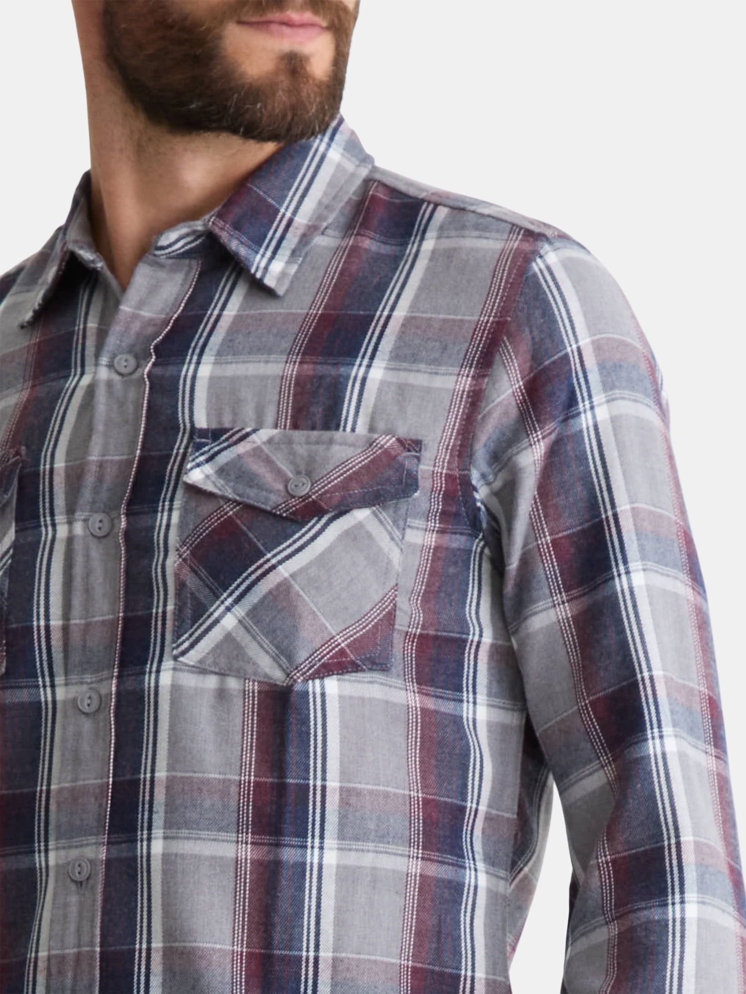 Burnside Men's and Big Men's Modern Fit Plaid Flannel Shirt with Long Sleeves, Sizes S-2XL