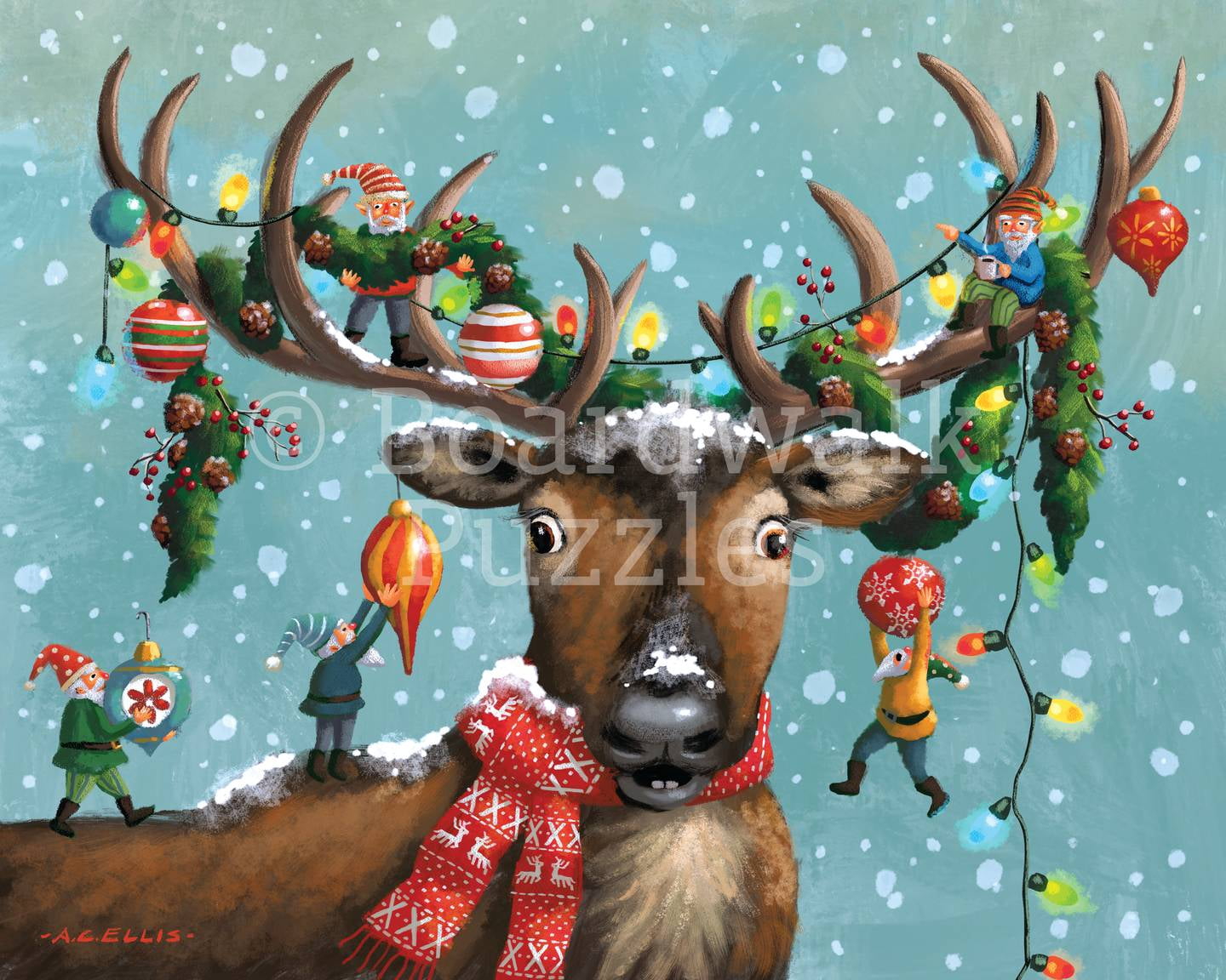 Christmas in the Antlers - 500 Piece Boardwalk Jigsaw Puzzle