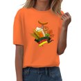 thumbnail image 2 of Unisex Casual Short Sleeve T-Shirts,Round Neck Loose Fit Summer Basic Tee Tops,Lightweight Soft Breathable Crewneck Pullover Shirts for Daily Wear,Workout,Travel,Vacation Orange L, 2 of 4