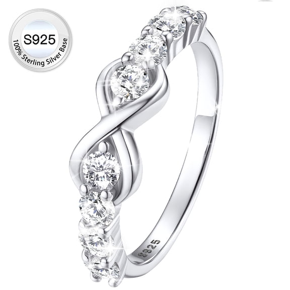 Bestyle Created Diamond Engagement Rings for Women Pure 925 Sterling Silver Infinity Promise Wedding Band Birthday Mother's Day Gifts Size 4-12