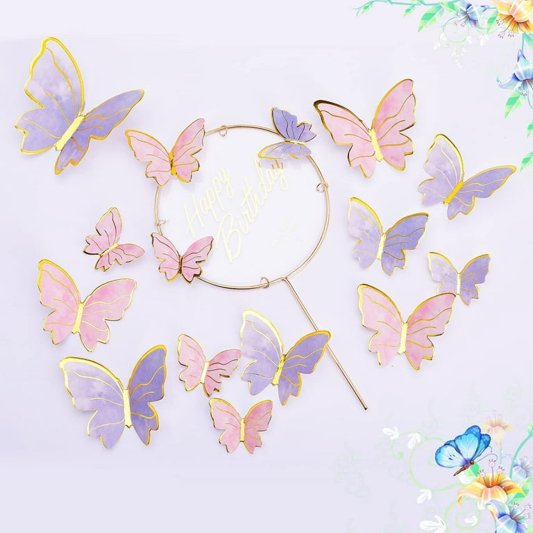  Berfutall- Butterfly decorations birthday wallparty cake  decorations Set of 12 For craft butterfly outdoor paper butterfly ornaments mariposas  decorativas para fiesta : Patio, Lawn & Garden