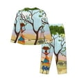 thumbnail image 2 of Disketp Pajamas Set Long Sleeve Sleepwear Womens Button Down Nightwear Pj Sets-African Women In Mountain Landscape, 2 of 9