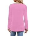 thumbnail image 5 of LISTHA Long Sleeve T Shirt Women Fashion Pleated Tops Crew Neck Dressy Tunic Tops Trendy 2025 Blouses Pink S, 5 of 6