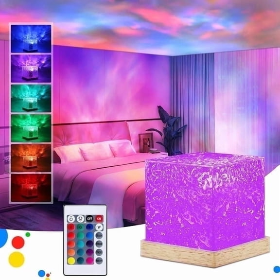 Star Projector,Star Galaxy Lamp,16 Colors LED 3D Ocean Wave Projector Light wiht Remote Control, Aurora Glow Lamp, Ceiling LED Lamp for Bedroom Home Bar Party Christmas Birthdays Gift