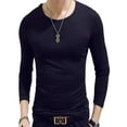 thumbnail image 3 of Luxtrada Men's Crewneck Tees with Long Sleeves (Black,XL), 3 of 7