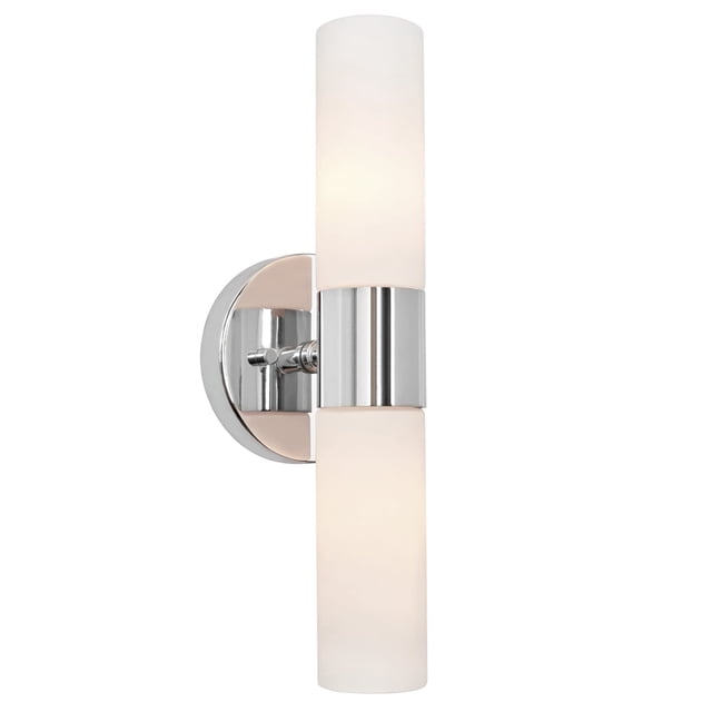 Kira Home Duo Modern Chrome Wall Sconce 2 Lights Frosted Glass Shades