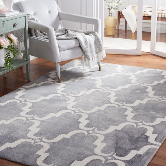 Safavieh Dip Dye Talbot Distressed Wool Area Rug, Gray/Ivory, 4' x 6'