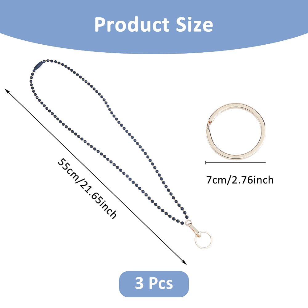 3Colors 3Pcs Accessories Lanyards for ID Badges Gemstone Lanyard Badge Teacher ID Badge Lanyard Keychain Jewelry Lanyard Badge Holder