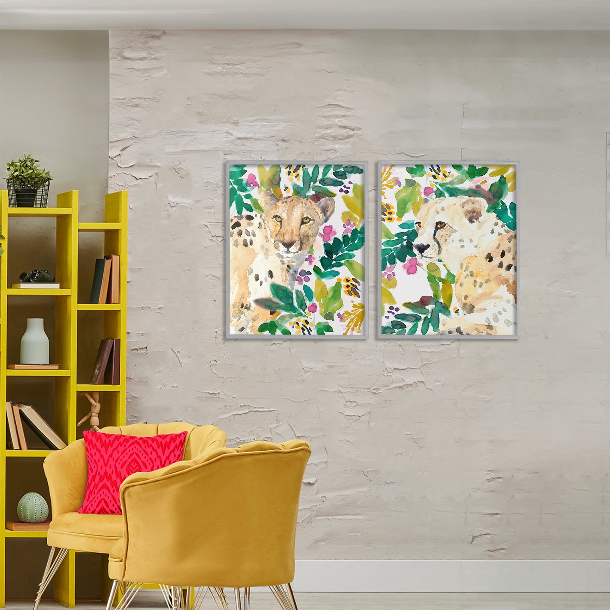 Stupell Industries Botanical Garden Wildlife 2 Piece Gray Framed Giclee Art Set, design by Lanie Loreth