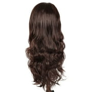 Creamily 26 Inch Brown Wigs for Women V Part Body Wave Wigs Synthetic Curly Wig Long Brown Wigs Cap