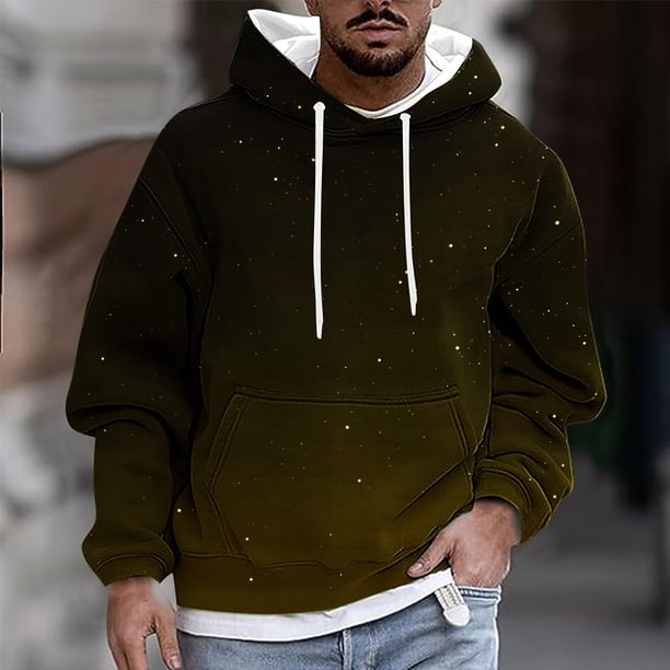Sudadera con capucha para hombre, estilo casual, con cuello redondo, estampado, manga larga, blusa de poliéster