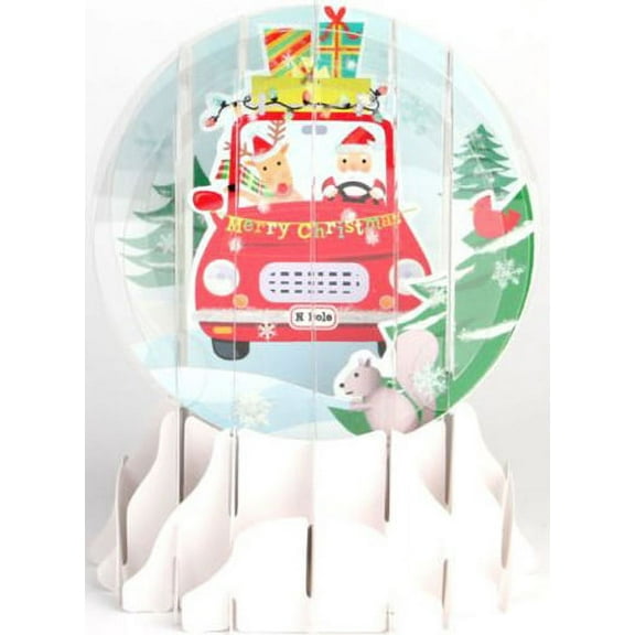 Up With Paper Santa's Shopping Spree Pop-Up Snow Globe Christmas Card