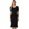 thumbnail image 1 of Vestido Peplum con Cuello Redondo y Botones de Mujer Vestido Elegante de Negocios Negro S, 1 of 5