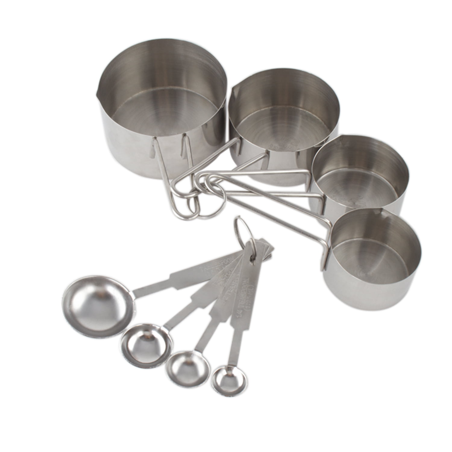 MAYFAIR Silver Stainless Steel Measuring Cup & Spoon Set Set of 9 Mirror  Polish Kitchen Utensils 