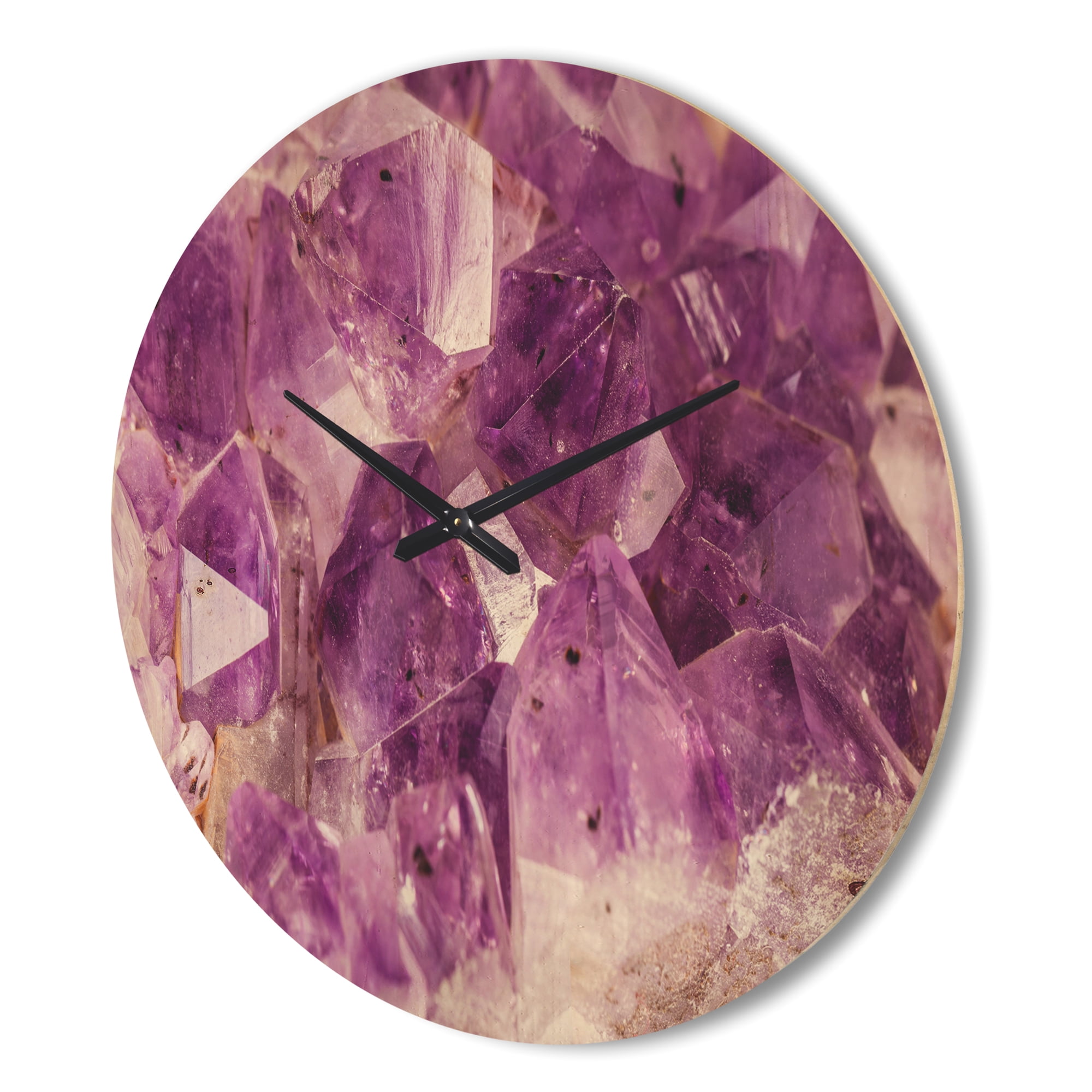 Designart 'Purple Macro Amethyst ' Modern Wood Wall Clock