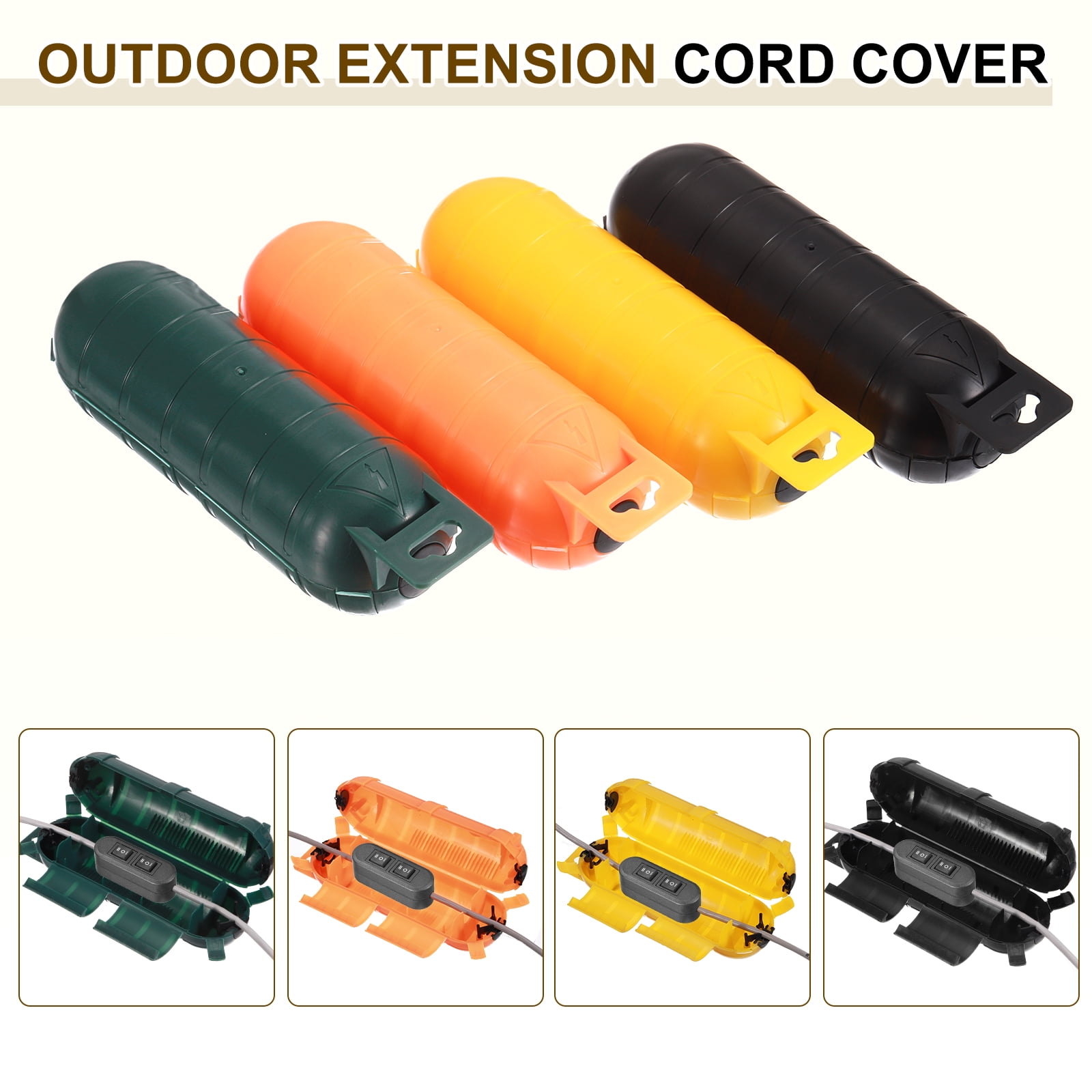 3pcs Extension Cord Cover IP44 Water-Resistant Electrical Connection Box, Orange