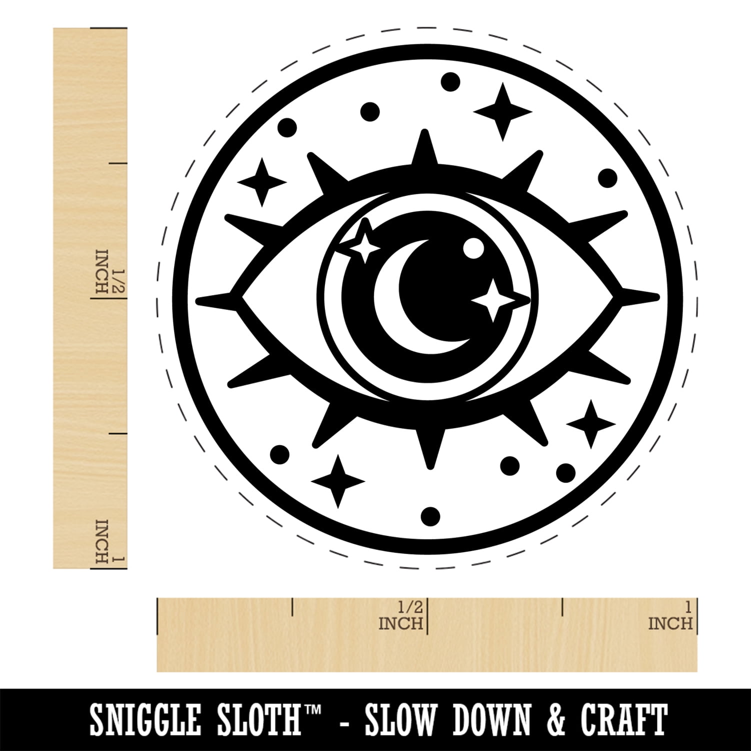 Magical All Seeing Eye Self-Inking Rubber Stamp Ink Stamper - Black Ink - Medium 1 Inch