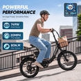 thumbnail image 3 of SAMEBIKE Electric Bike for Adults 20x3.0 Fat Tire Folding Ebike 749W Motor 48V 13Ah Removable Battery 7 Speed Suspension Fork Up to 20 mph Up to 55 miles Range, 3 of 10