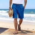 thumbnail image 2 of YLSDY Men's Solid Basic Casual Shorts, Drawstring Elastic Waist, Comfortable Everyday Wear Shorts Blue L, 2 of 6
