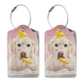 thumbnail image 3 of Naloa Dog Sitting In Bathtub With Duck On Head Luggage Tag for Suitcase Leather Baggage Tag with Stainless Steel Loop Privacy Cover for Women Men Girls-2 PCS, 3 of 5