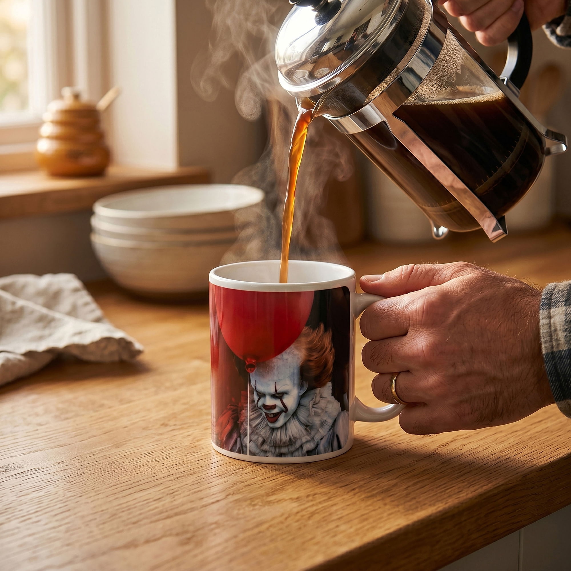 Pyramid America: IT Pennywise Red - 11oz Ceramic Mug - Coffee & Tea Cup, Horror Character Photo, Microwave-Dishwasher Safe, Fan Collectible, Licensed