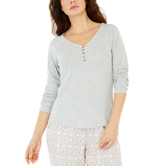 Charter Club Women’s Ribbed Pajama Top – Gray, X-Large