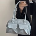 thumbnail image 3 of Bolso de mano de cuero informal con múltiples bolsillos para mujer bolso de compras de gran capacidad, 3 of 9