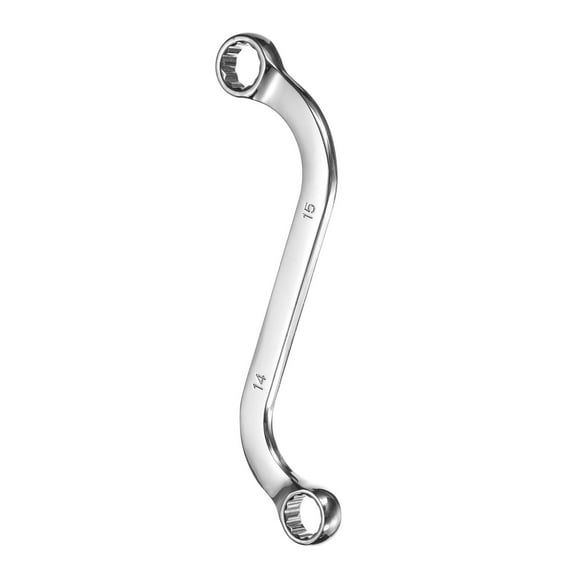 Uxcell 14mm x 15mm Metric 12-Point S-Style Box Wrench Double End S-Shaped Wrench Chrome Plated 45# Steel S Box Wrenches for Home Auto Bike Repair Machine Maintenance