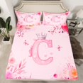 thumbnail image 2 of Castle Fairy Alphabet Rose 3pcs Twin Sheet Sets,Flower Butterfly Twin Fitted Sheet,Polka Dots Breathable Flat Sheet,Lightweight Initial Room Decor, 2 of 7