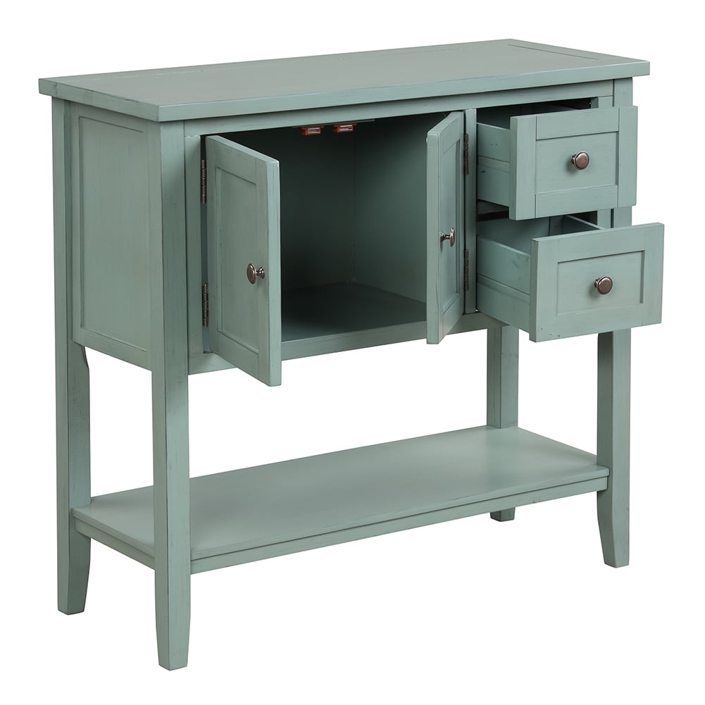 Lowestbest 36" Entryway Side Table, Modern Console Table for Living Room with 2 Drawers, 1 Cabinet and 1 Shelf (Green) Lowestbest 36" Entryway Side Table, Modern Console Table for Living Room with 2 Drawers, 1 Cabinet and 1 Shelf (Green)