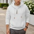 thumbnail image 2 of Wuxian Men Winter Sweatshirt Heavyweight Lined Quarter Zipper Hooded Pullovers Solid Color Long Sleeve Oversized Coats Daily Wear,White,L, 2 of 9