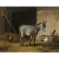 thumbnail image 3 of Eugène Joseph Verboeckhoven 24x20 Black Modern Framed Museum Art Print Titled - Donkey and Chickens in the Stable (1863), 3 of 5