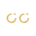 thumbnail image 1 of Temperamento japonés y coreano simple hueco en forma de C pendientes de anillo liso pendientes de mujer titanio acero chapado en oro de 18 quilates color oro F469 LingWen 9024715104823, 1 of 2