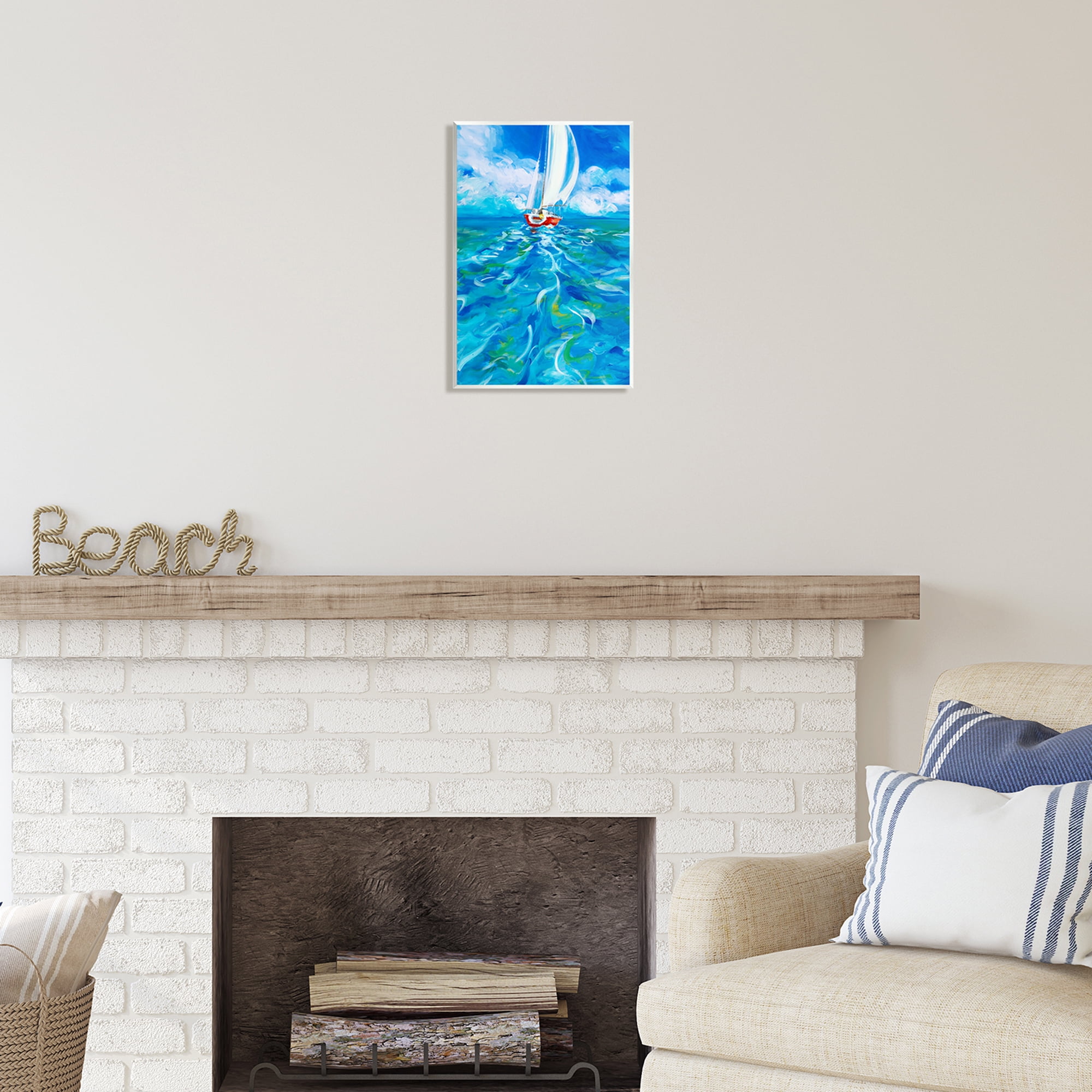 Stupell Industries Vivid Boat Wake Transportation Painting Unframed Art Print Wall Art, 10 x 15